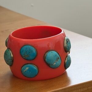Bakelite + Turquoise Vintage Bracelet - Real Stones